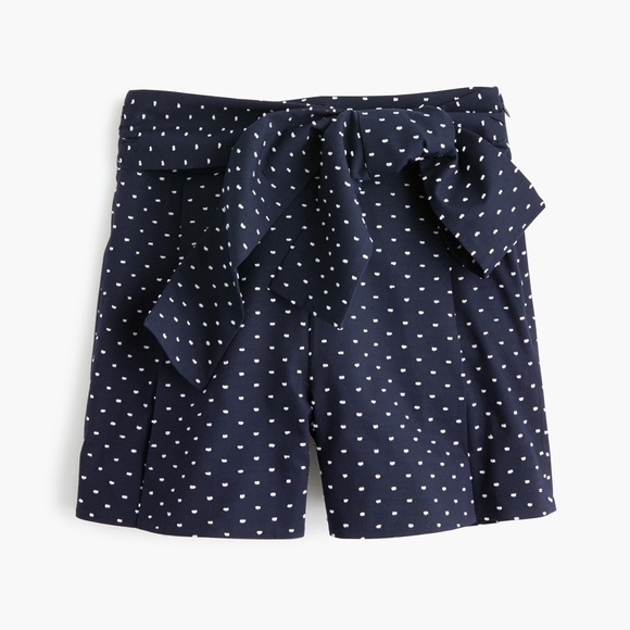 J. Crew Pants - J.Crew Navy Polka Dot Tie Waist Shorts
